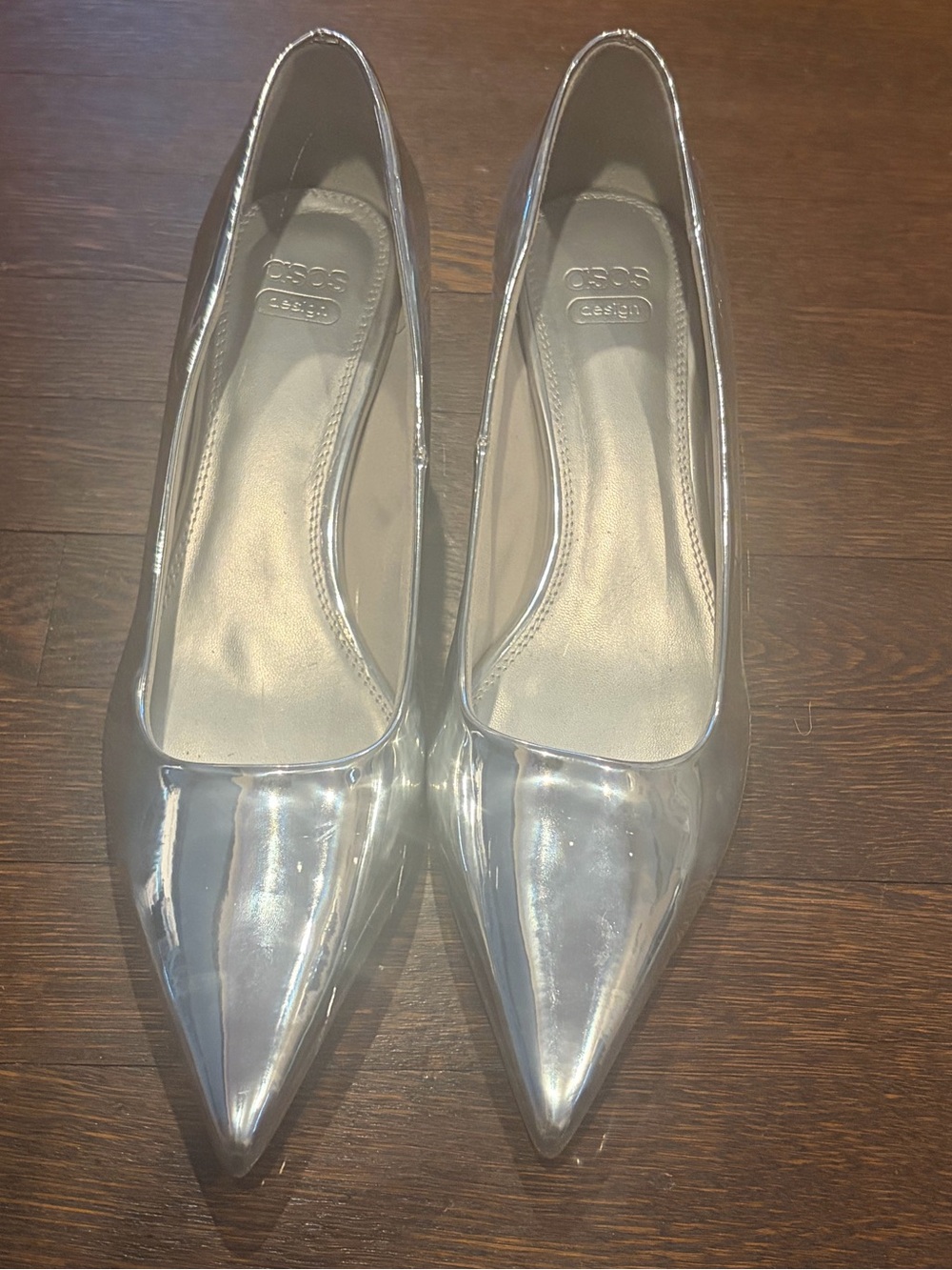 NWOT ASOS Design Women’s Silver Metallic Block Heel Pumps - size 10 - Picture 3 of 5